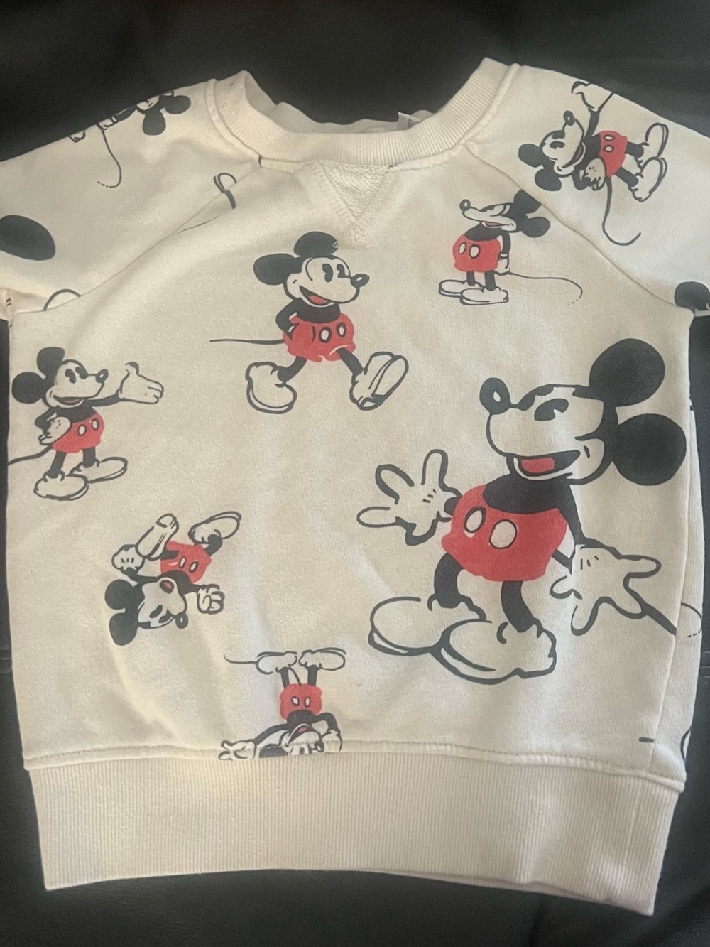 Kids Mickey Mouse Cream Sweatshirt with Red Accents
